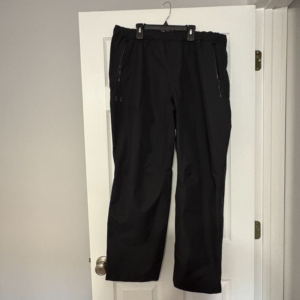 Under Armour Rain Pants Mens XL Black UA Storm Proof Wind Golf Loose Fit